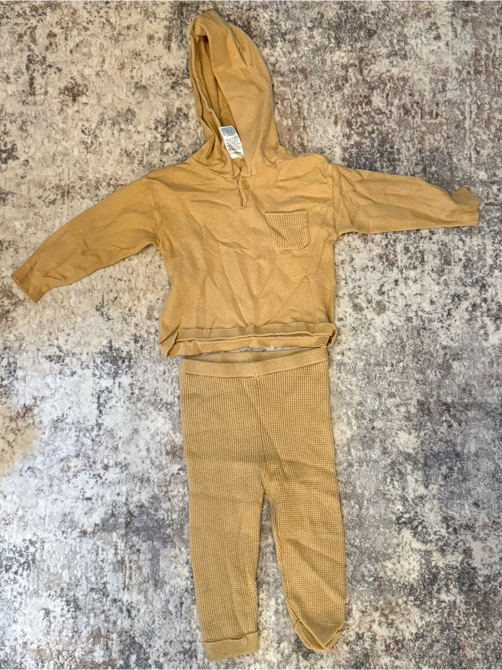 Modern moments Kids Waffle Knit Hoodie and Pants Set - Mustard
